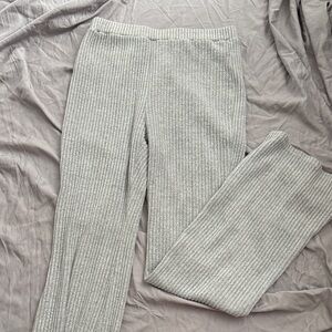 SHEIN Light Gray Ribbed Flare Pants